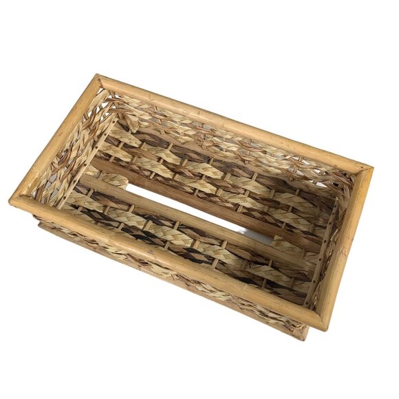 Wicker Basket Tissue Box Cover 3x6x11 Boho Home Bathroom Decor - Picture 2 of 2